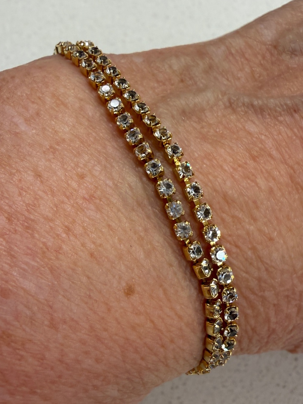 Monet Gold-Tone Double Row Bracelet with Clear Stones